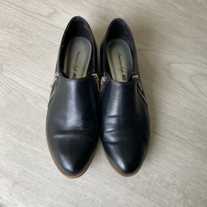 Black Loafers with Zipper Detail Size 7.5